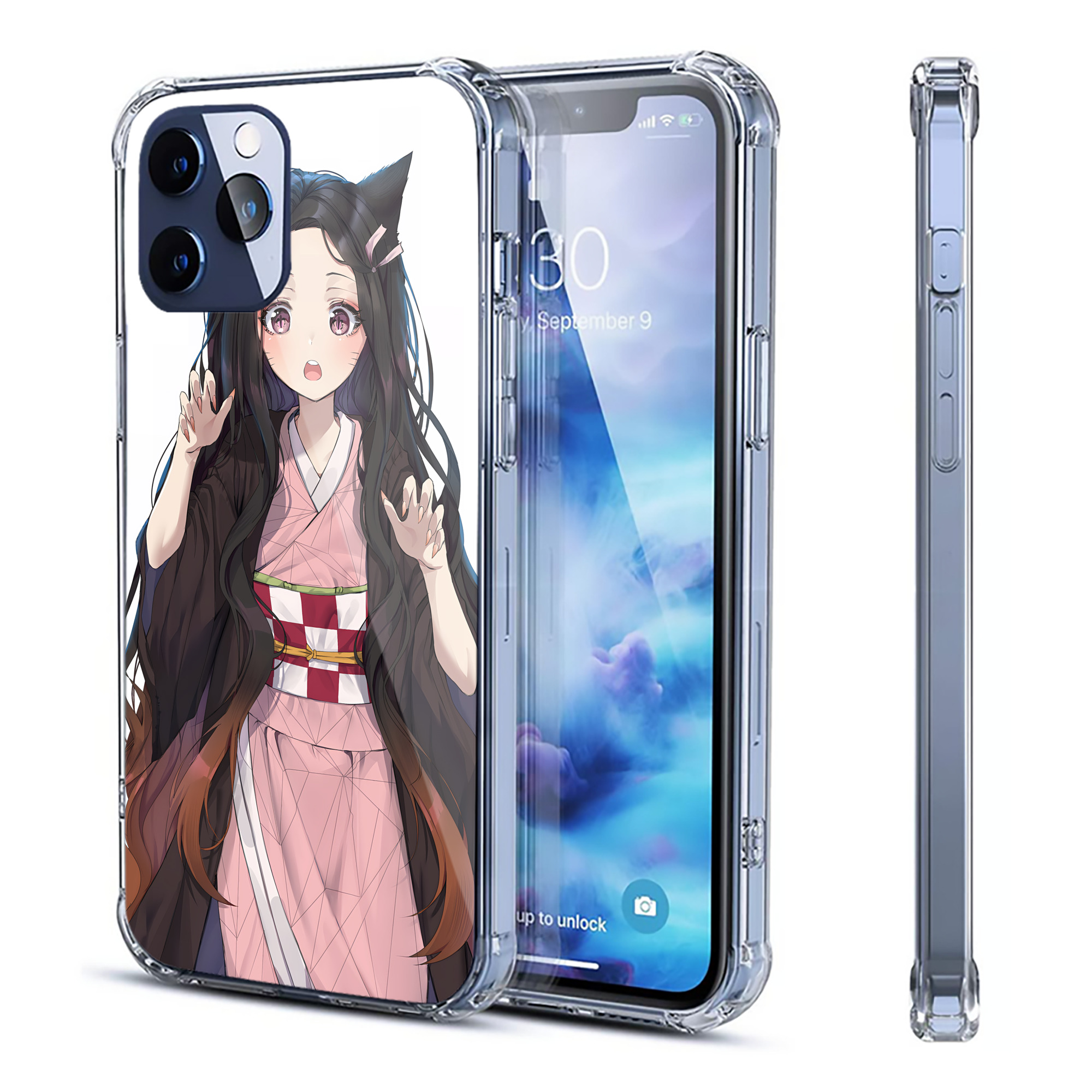 （画像用） 鬼滅の刃（きめつのやいば）竈門 禰󠄀豆子／かまど ねずこ Kamado Nezuko 【iPhone 12シリーズ対応】透明スマホケース（クリアソフトケース）